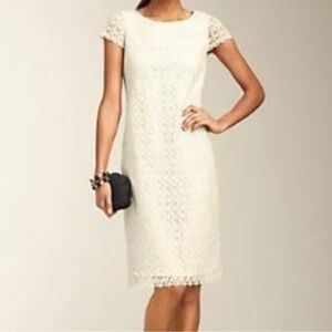 Talbots Elegant Ivory Lace Dress w/cap sleeves. Fully lined. Sz 6.